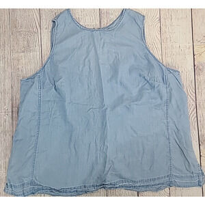 Lane Bryant Sleeveless Chambray Top Tank Women's Plus Size 24 Blue Zipper